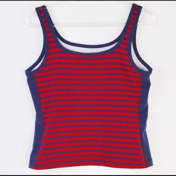 90s Style Athletic Works Striped Workout Tank, Size Large - Picture 2 of 7